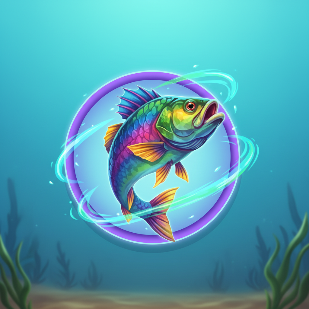 Big Bass Reel Repeat scatter symbol showing the multicoloured fin fish that triggers the free spins feature